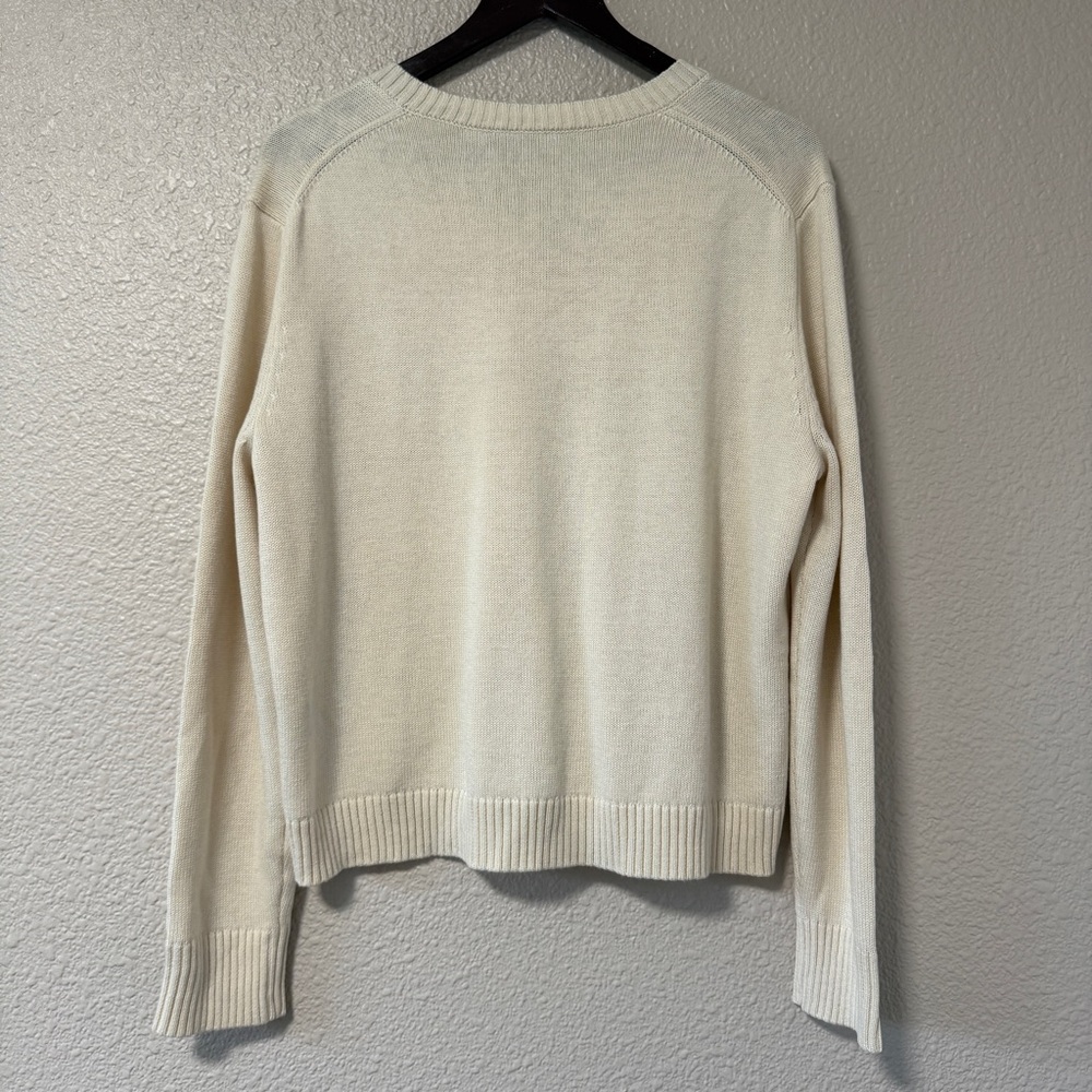 NWOT Jenni Kayne Simone V-Neck Sweater S Cotton Merino Oversized Neutral Summer - Picture 7 of 7